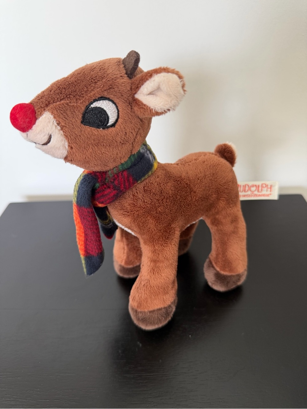 Vintage 1998 Rudolph the Red-Nosed Reindeer Reindeer Plush, Scarf, Small